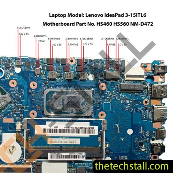 Lenovo IdeaPad 3-15ITL6 HS460 HS560 NM-D472 Motherboard Impedence Value