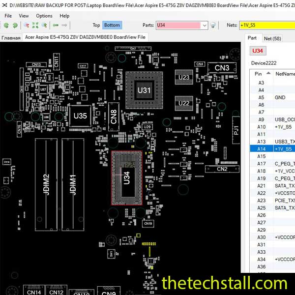Acer Aspire E5-475G Z8V DA0Z8VMB8E0 BoardView File