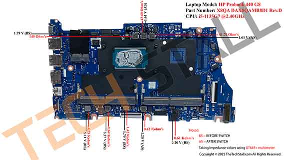 HP Probook 440 G8 X8QA DAX8QAMB8D1 Impedance Value Sample