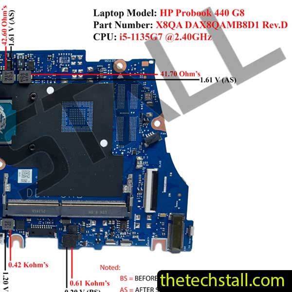 HP Probook 440 G8 X8QA DAX8QAMB8D1 Motherboard Impedance Value