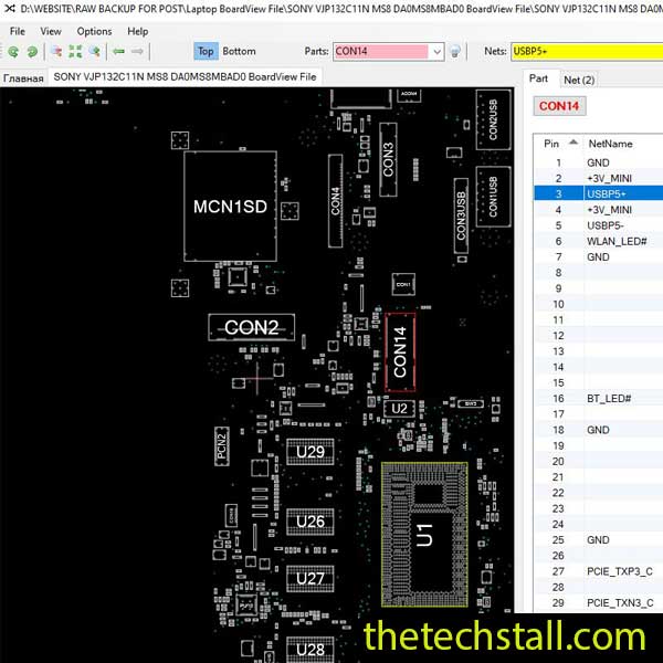 Sony VJP132C11N MS8 DA0MS8MBAD0 BoardView File